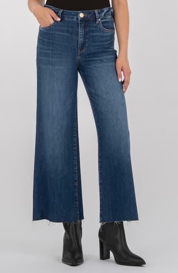 Meg High Waist Raw Hem Wide Leg Jeans
