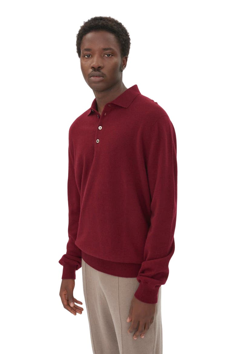 Essential Cashmere Polo Sweater, Alternate, color, bordeaux