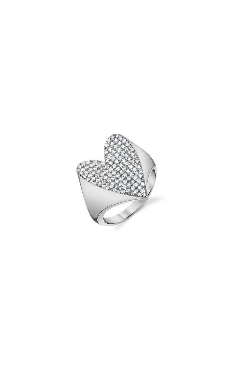 Sheryl Lowe Diamond Folded Heart Ring, Main, color, Sterling Silver