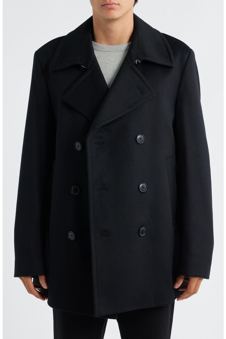 Hyde Wool & Cashmere Peacoat, Alternate, color, BLACK