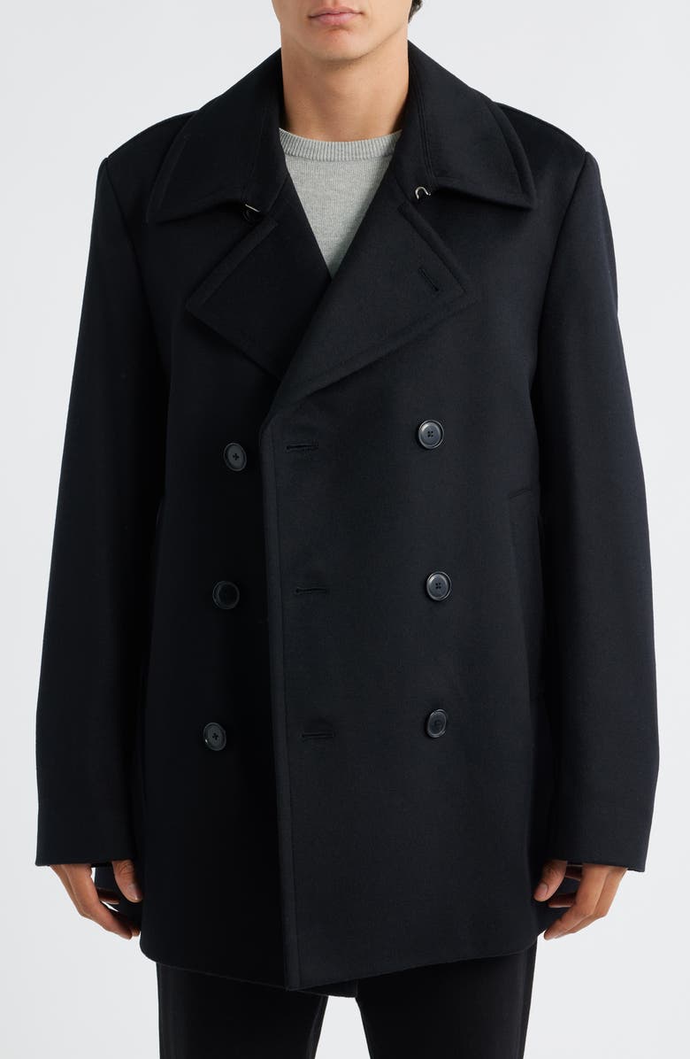 BOSS Hyde Wool & Cashmere Peacoat, Alternate, color, Black