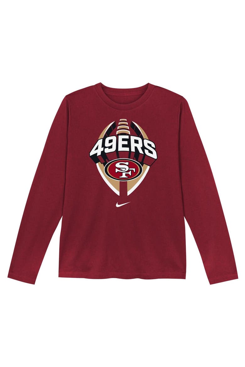 Preschool Nike   Scarlet San Francisco 49ers Primetime Legend Icon Long Sleeve Performance T-Shirt, Alternate, color, Scarlet
