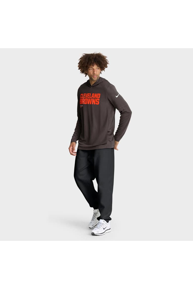 Men's Nike Brown Cleveland Browns Sideline Pure Fury Performance Long Sleeve Hoodie T-Shirt, Alternate, color, Brown