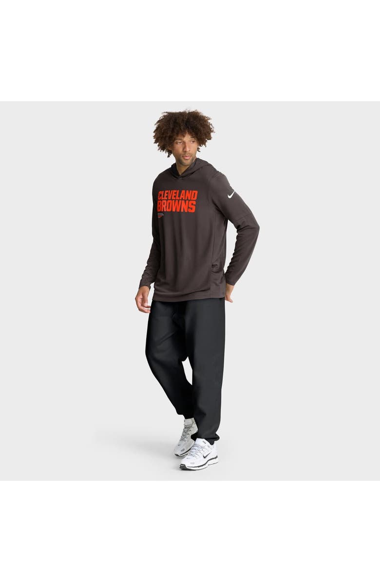 Nike Men's Nike Brown Cleveland Browns Sideline Pure Fury Performance Long Sleeve Hoodie T-Shirt, Alternate, color, Brown