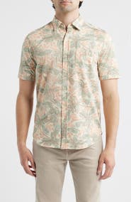 Tommy Bahama San Lucio Sea Shade IslandZone® Knit Short Sleeve Cotton Blend Button-Up Shirt