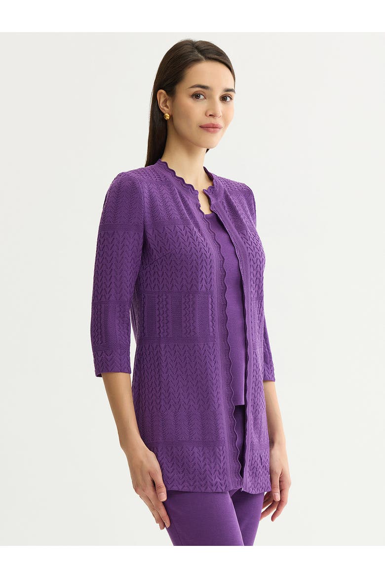 Heritage Scallop Trim Tonal Knit Jacket, Alternate, color, Fresh Purple