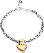 UNODE50 Sterling Silver Plated Chain Bracelet With 18K Gold Heart Detail