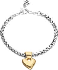 UNODE50 Sterling Silver Plated Chain Bracelet with 18K Gold Heart Detail