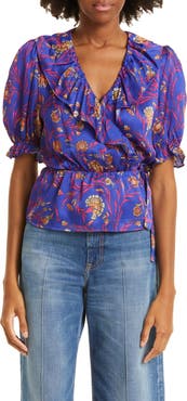 ba&sh Chella Puff Sleeve Peplum Top