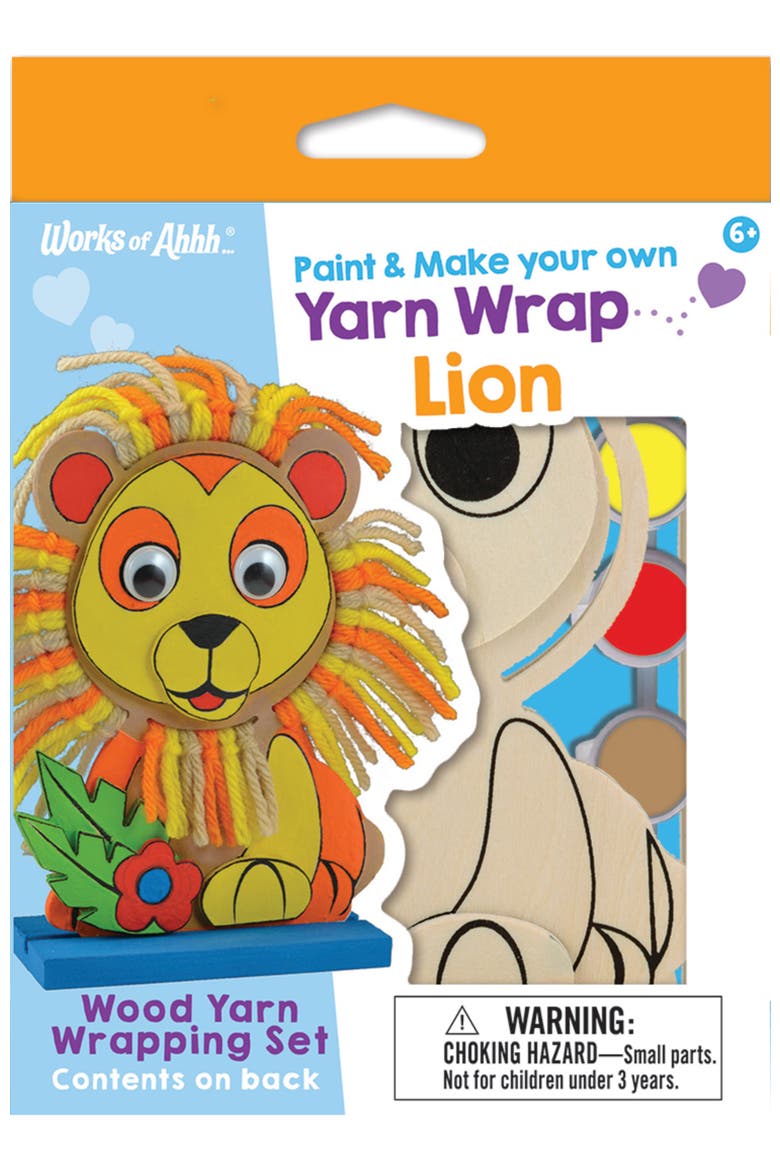 Lion - Wood Yarn Wrapping Craft Kit, Main, color, Multicolor