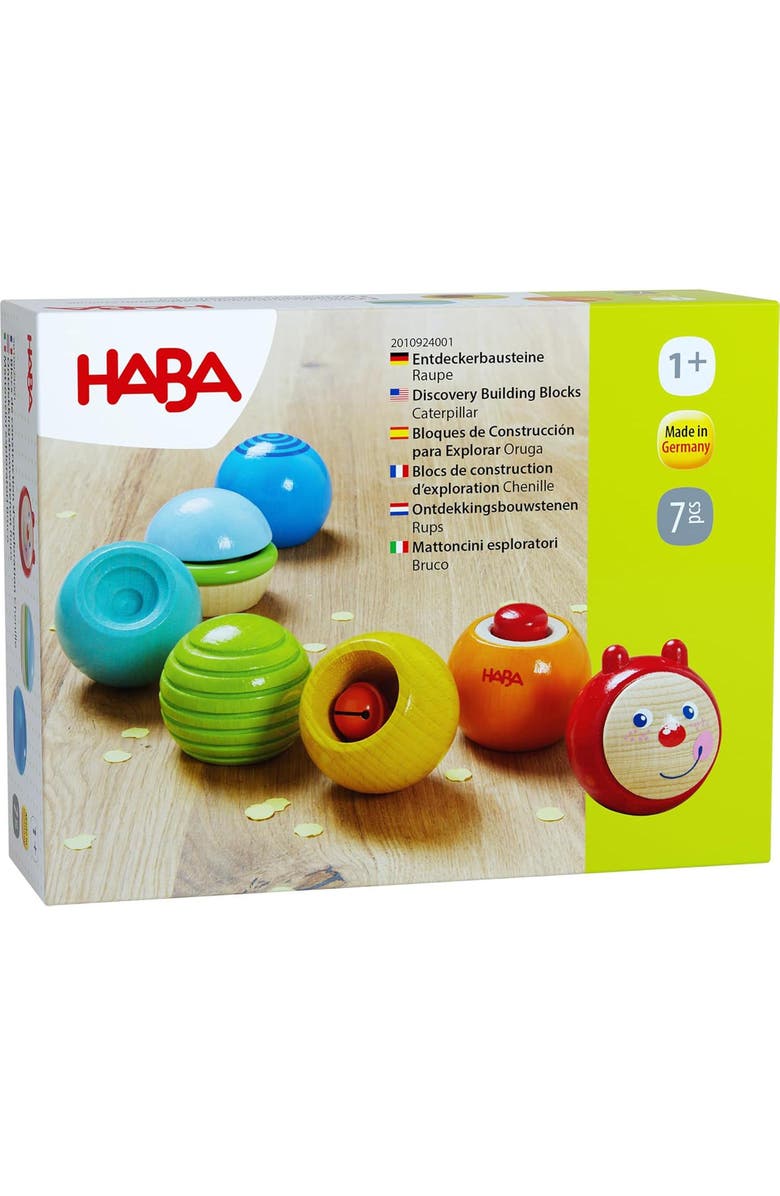 HABA Discovery Building Blocks Caterpillar - Wooden Toys for 1+ Year Olds, Sensory Toys & Learning Toys, Blocks for Toddlers 1-3, Made in Germany, Alternate, color, Multi