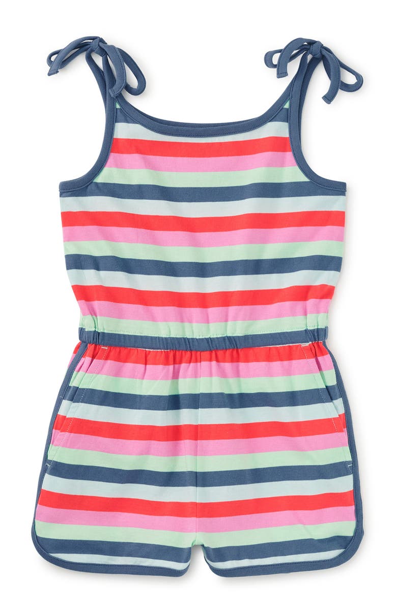 Tea Collection Tie Shoulder Sporty Romper, Main, color,