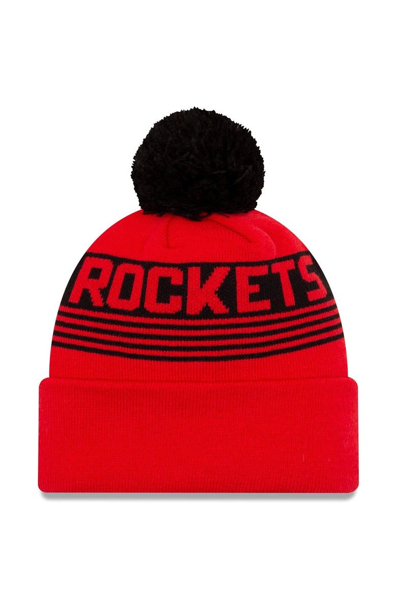 New Era Men's New Era Red Houston Rockets Proof Cuffed Knit Hat with Pom, Alternate, color, 