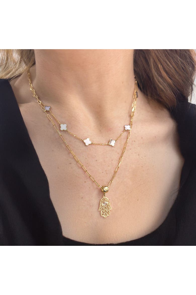 Gold Lace Hamsa Charm, Alternate, color, Two Tone Gold