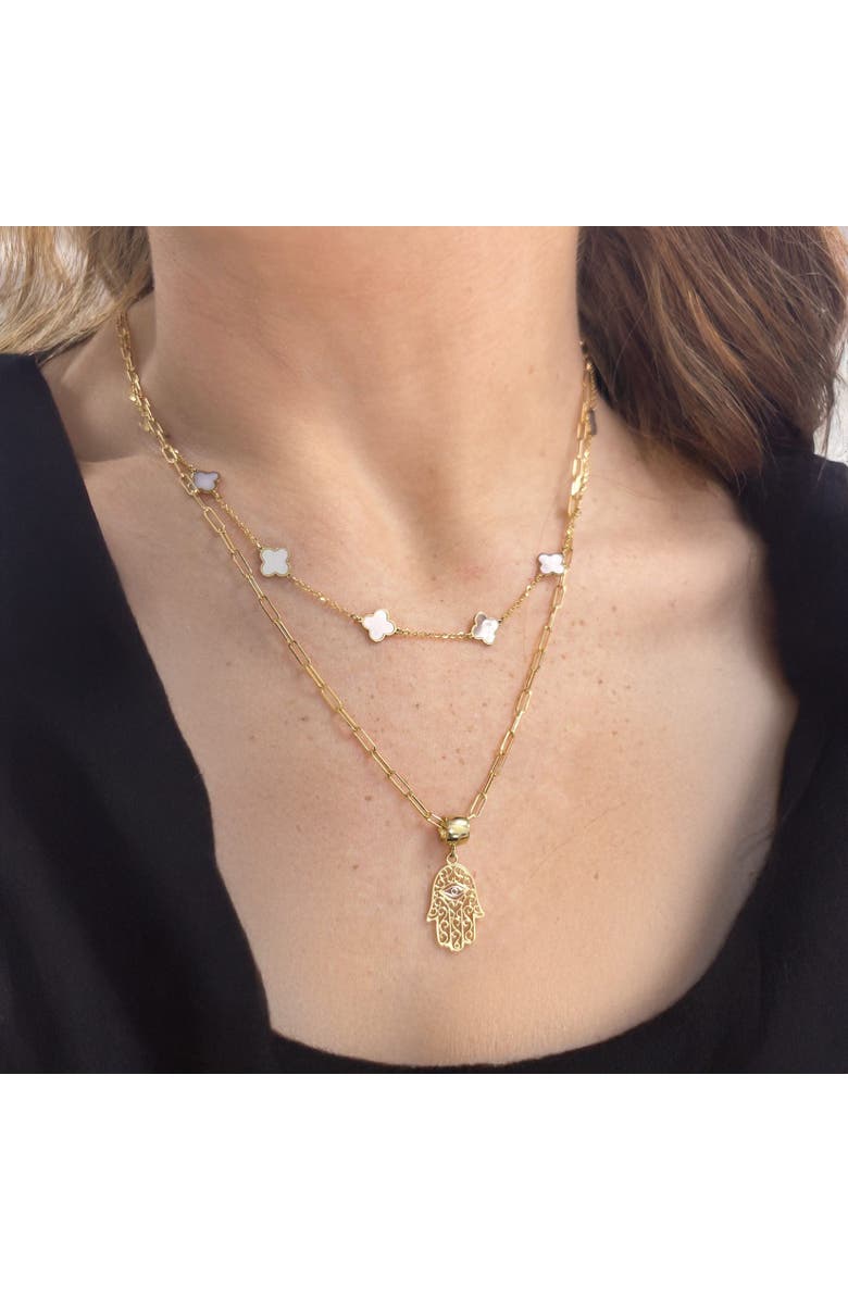 The Lovery Fine Jewelry Gold Lace Hamsa Charm, Alternate, color, Two Tone Gold