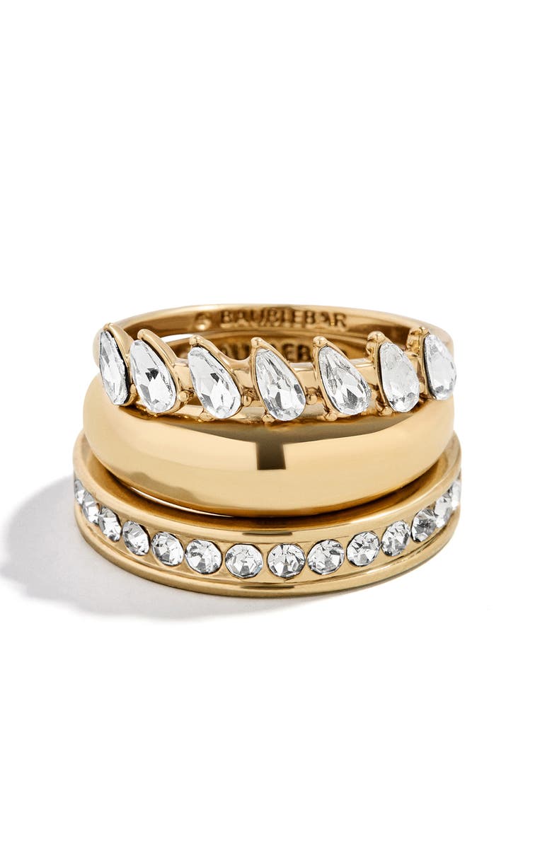 BaubleBar Greta Set of 3 Waterproof Ring Set, Alternate, color, Gold