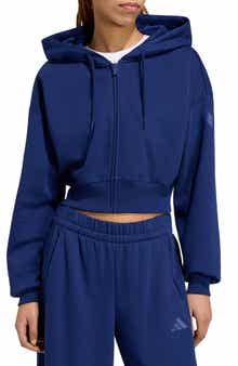 Full Zip Cropped Fleece Hoodie