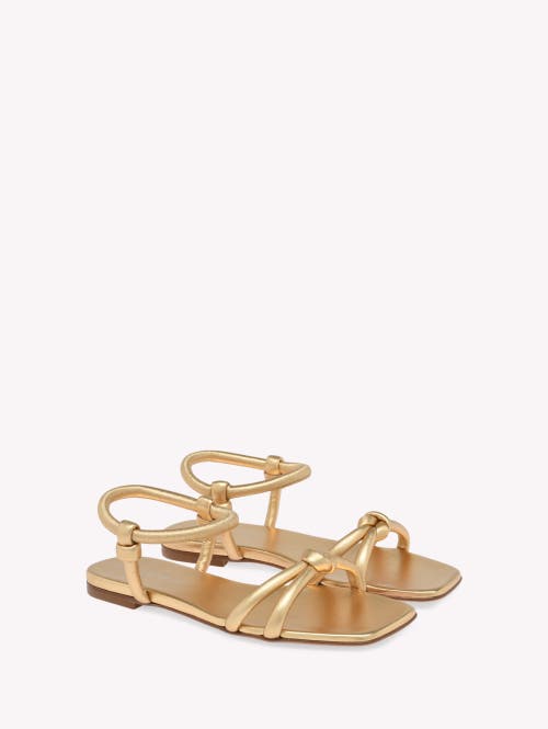 Gianvito Rossi Juno 05 Flat In Metallic Gold Leather