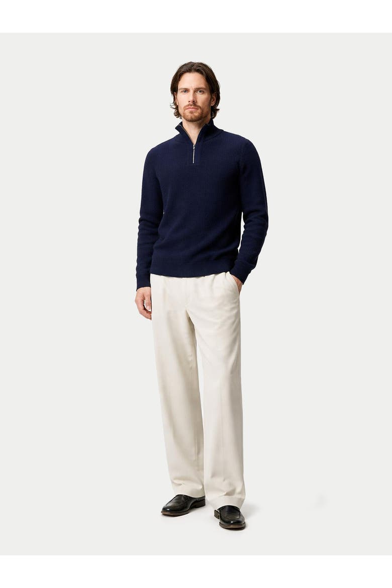 Men's Cashmere Waffle Knit Half-Zip Sweater, Alternate, color, navy blazer