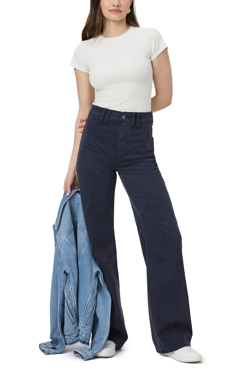 PAIGE Sasha Clean Front High Waist Wide Leg Jeans, Alternate, color, Navy Seascape