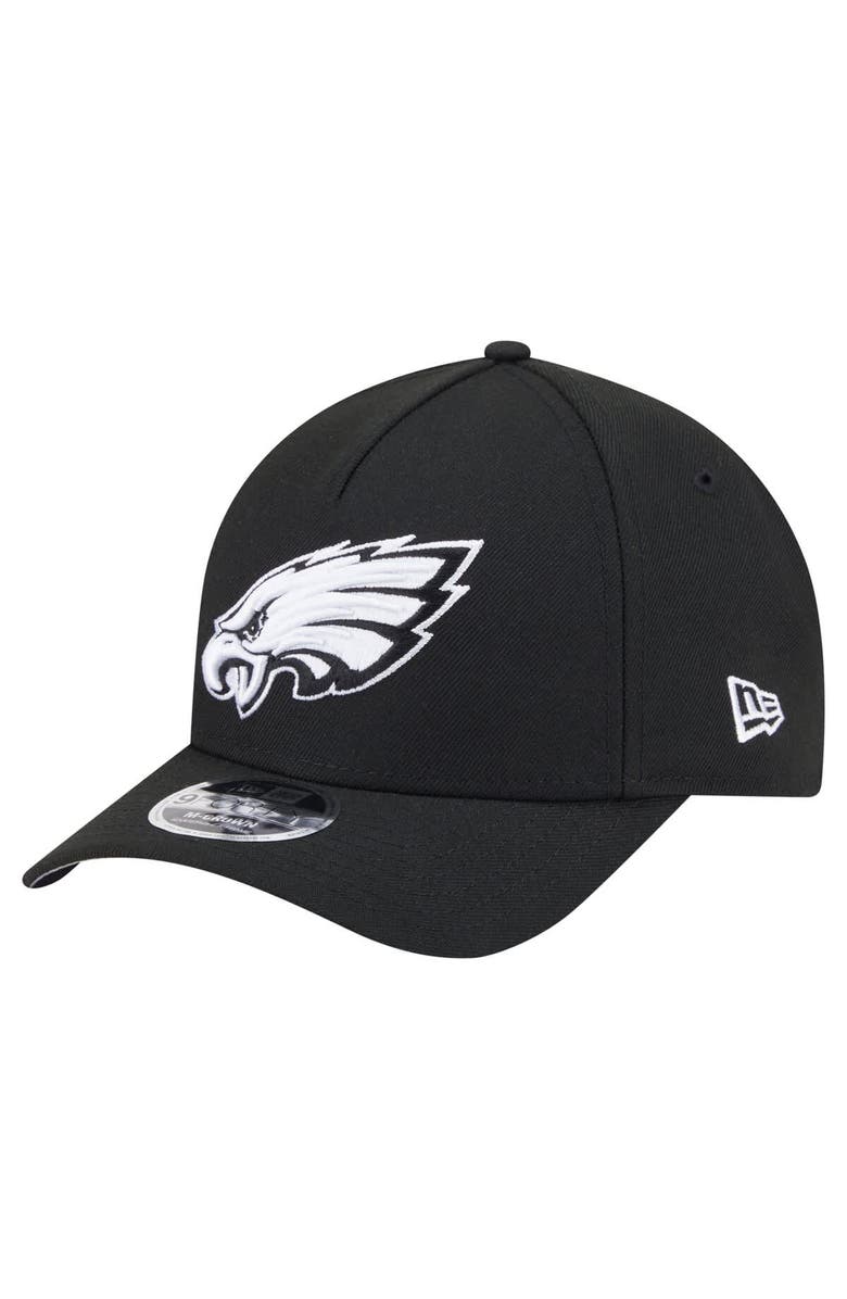 New Era Men's New Era Black Philadelphia Eagles Team Collection 9FORTY M-Crown A-Frame Adjustable Hat, Main, color,