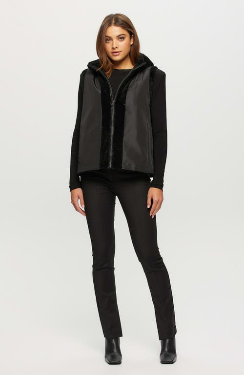Gorski Reversible Shearling Lamb Hooded Vest In Black