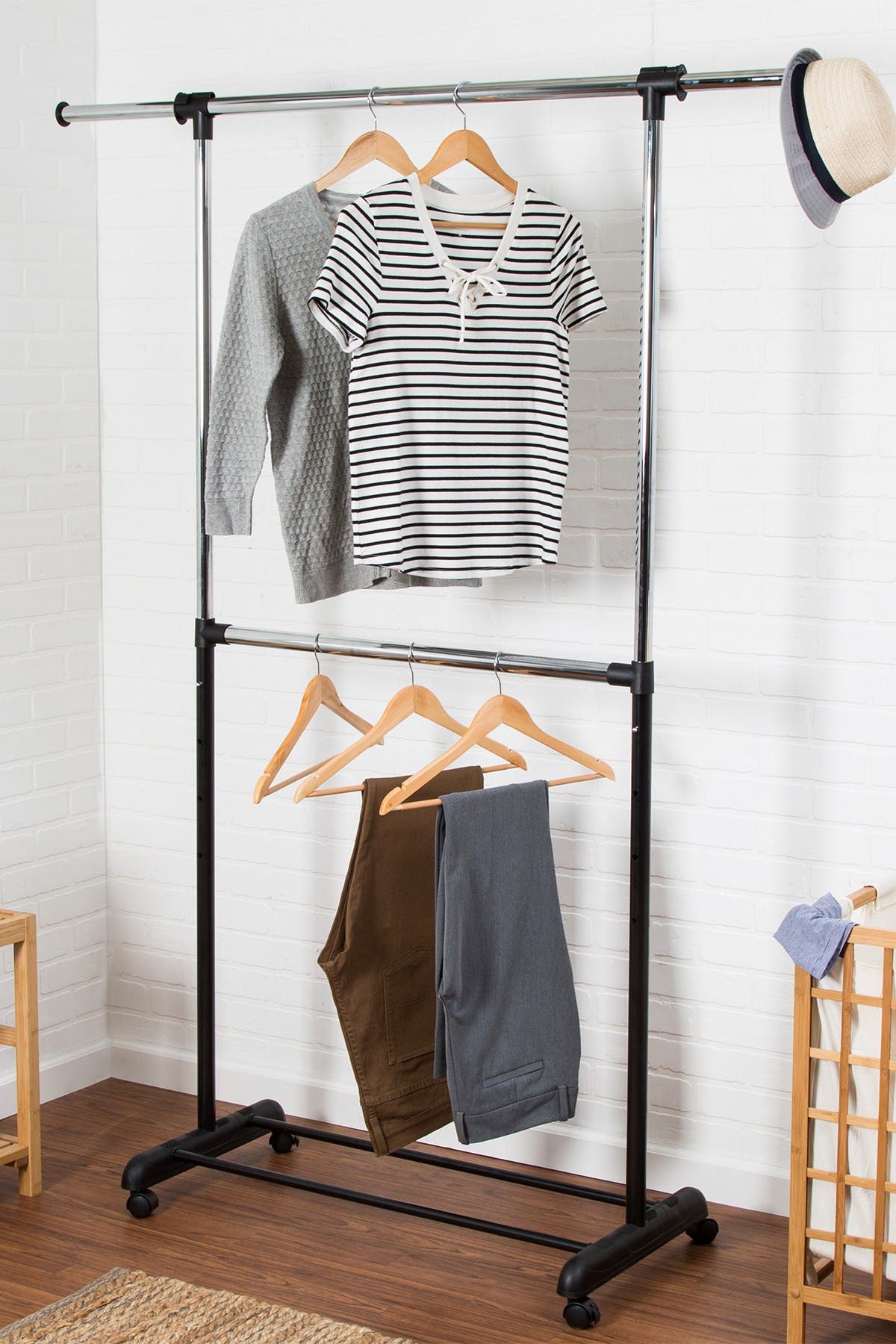 HONEY-CAN-DO Dual Rod Expandable Garment Rack, Alternate, color, 