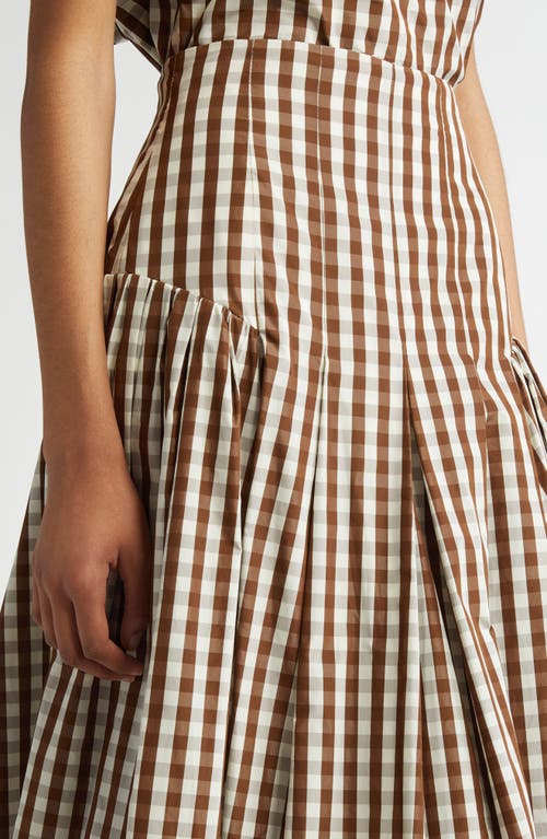 Lela Rose Gingham Check Taffeta Full Skirt In Walnut