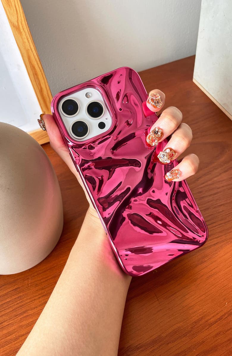 Auramma Fuchsia Crinkle iPhone 15 Pro Case, Alternate, color, Fuchsia