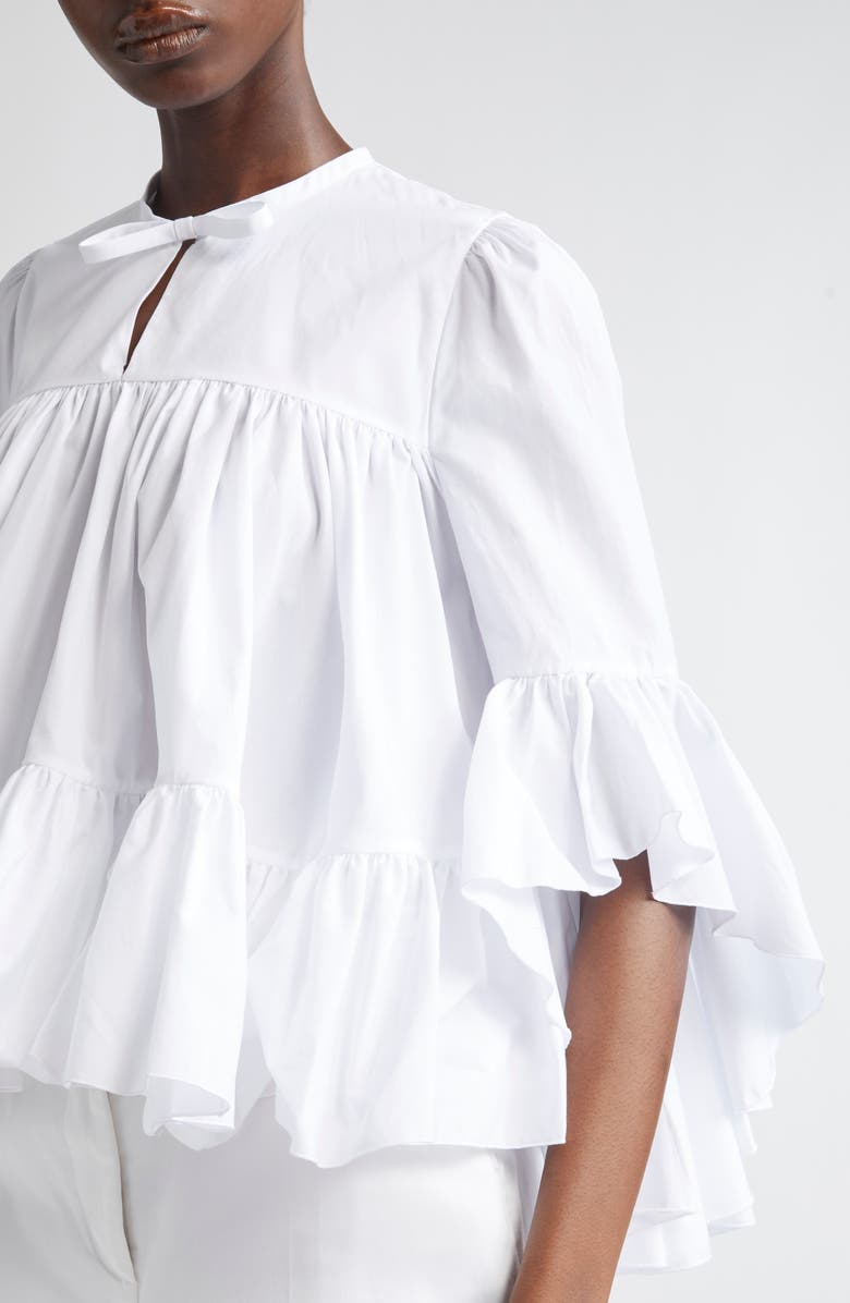 Giambattista Valli Tiered Ruffle Cotton Top, Main, color, Optical White