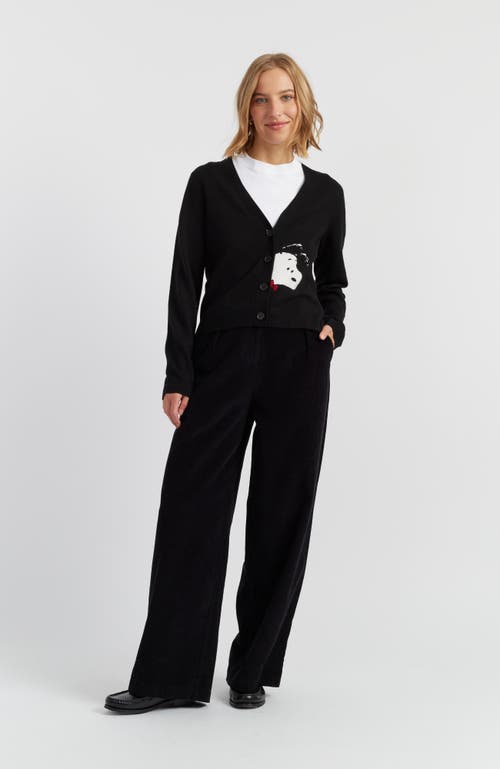 Chinti & Parker Wool-cashmere Snoopy Peekabow Cardigan In Black