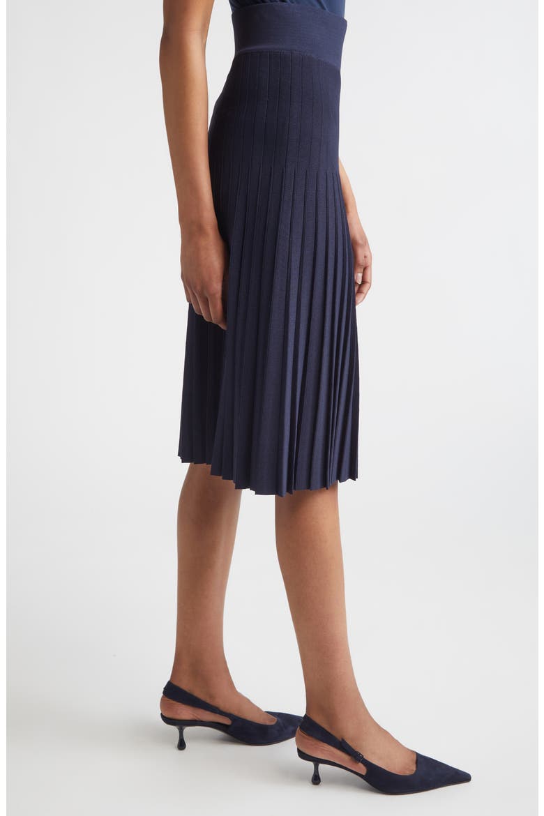 Tracy Riviera Crepe Knit Pleated Midi Skirt, Alternate, color, MIDNIGHT