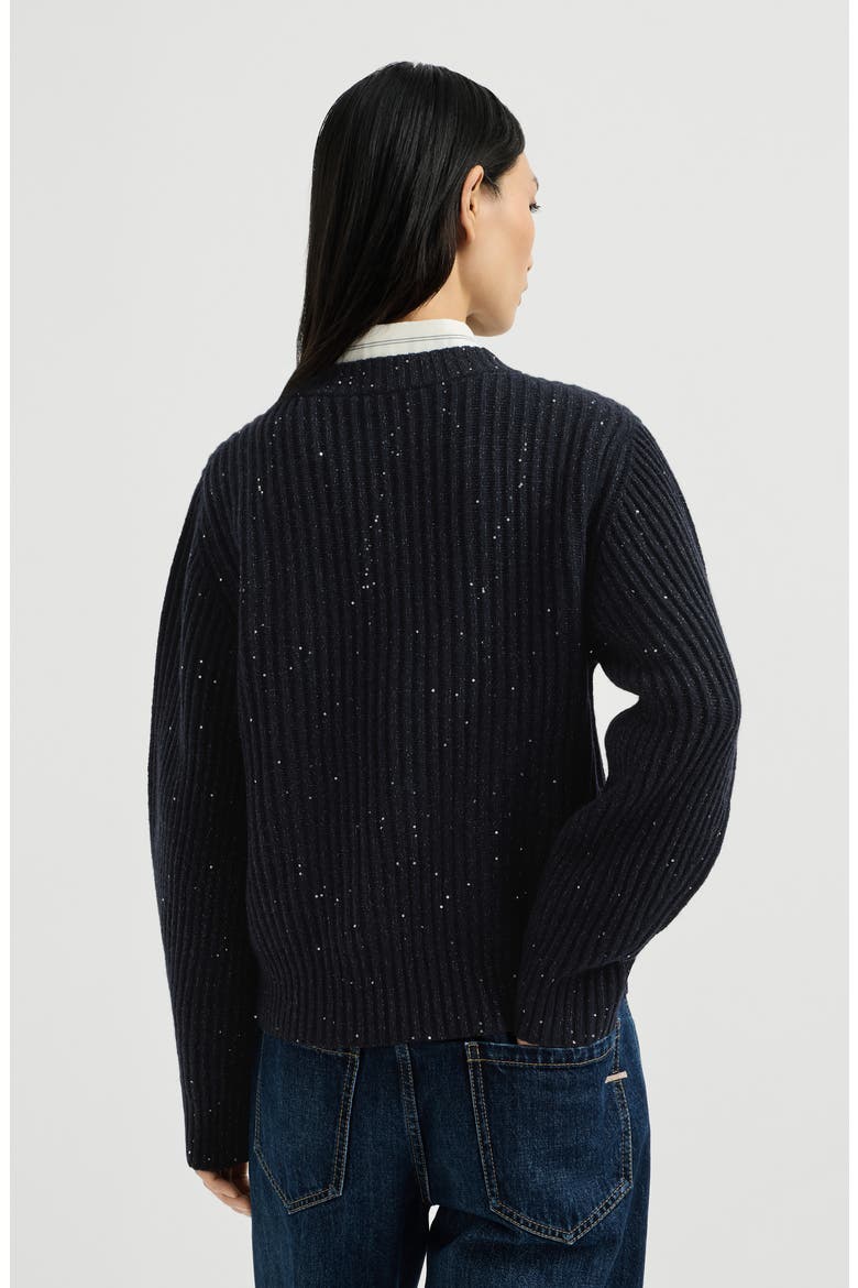 Sparkling & Dazzling cashmere and wool ribbed sweater, Alternate, color, Cobalt