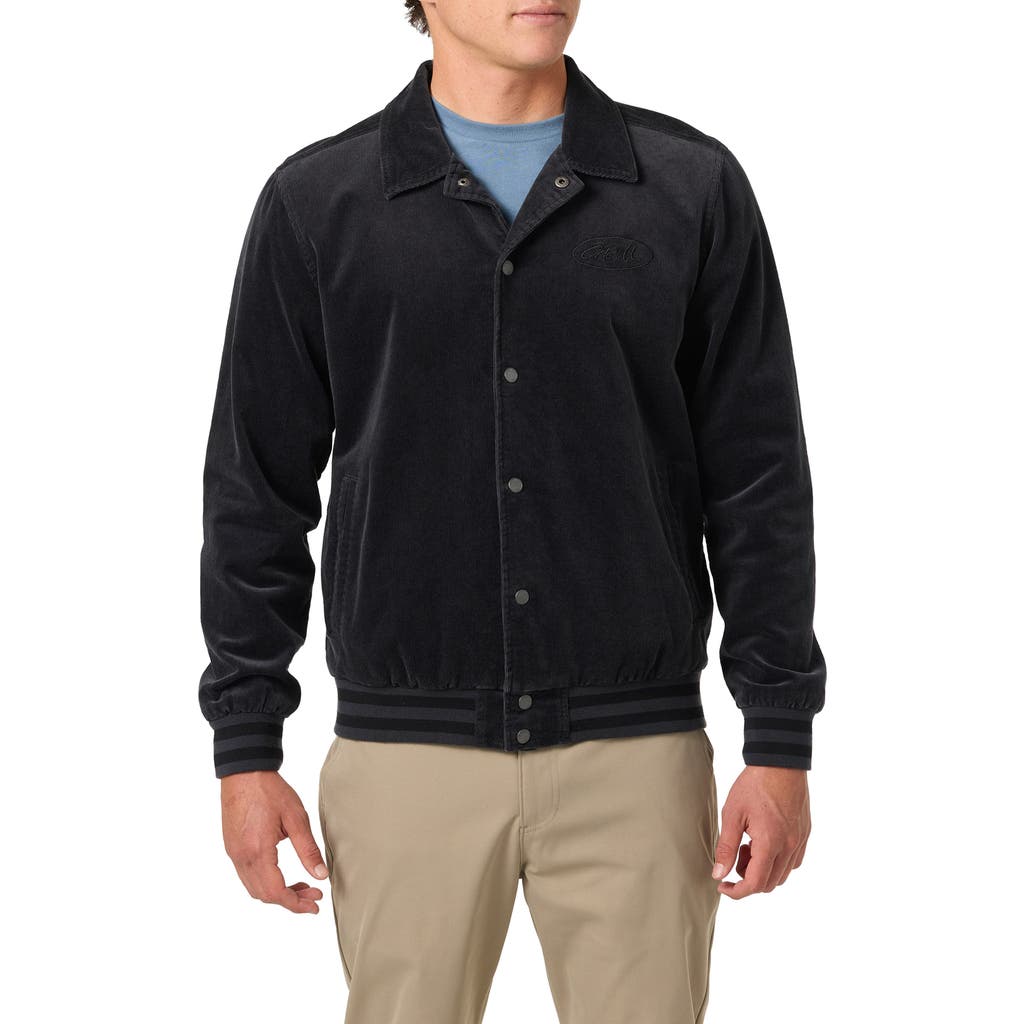 O'neill Cowell Stretch Corduroy Varsity Jacket In Black