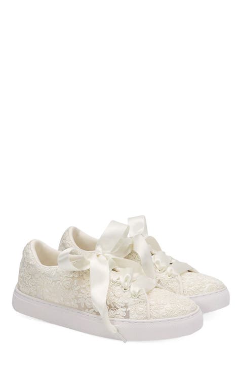 Gia Crochet Lace Wedding Platform Sneakers
