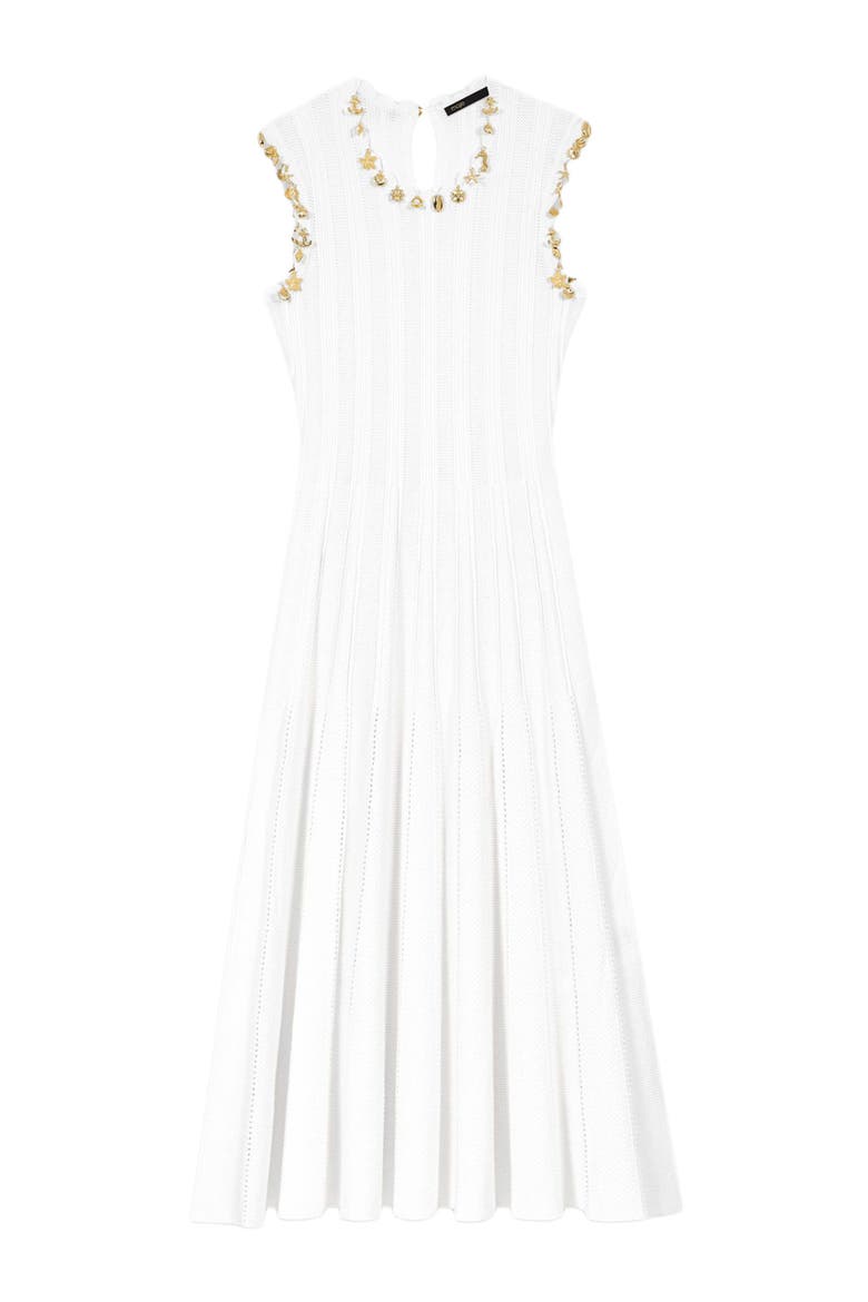 Knit dress with gold jewellery, Alternate, color, White