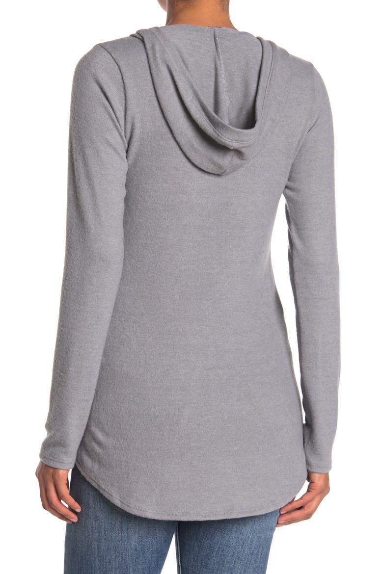 Deep V-Neck Hooded Top, Alternate, color, HEATHER GREY