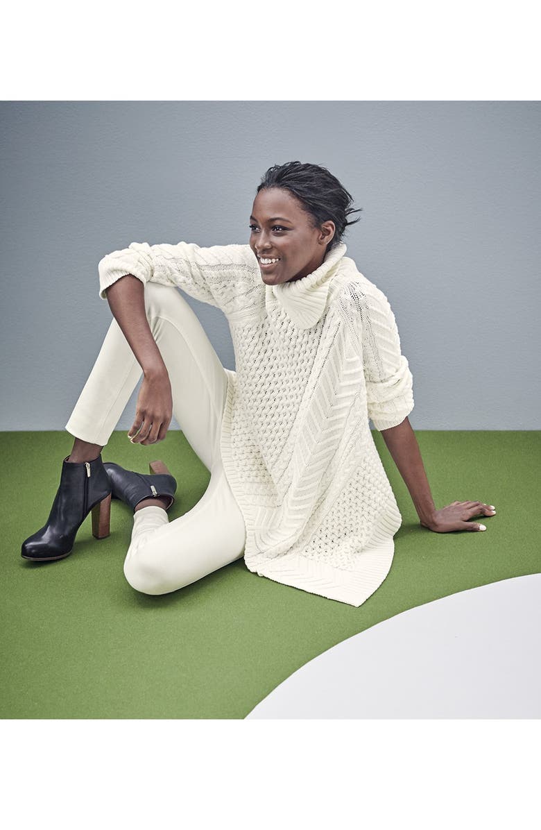 Vince Camuto Asymmetrical Mix Stitch Turtleneck Sweater, Alternate, color,