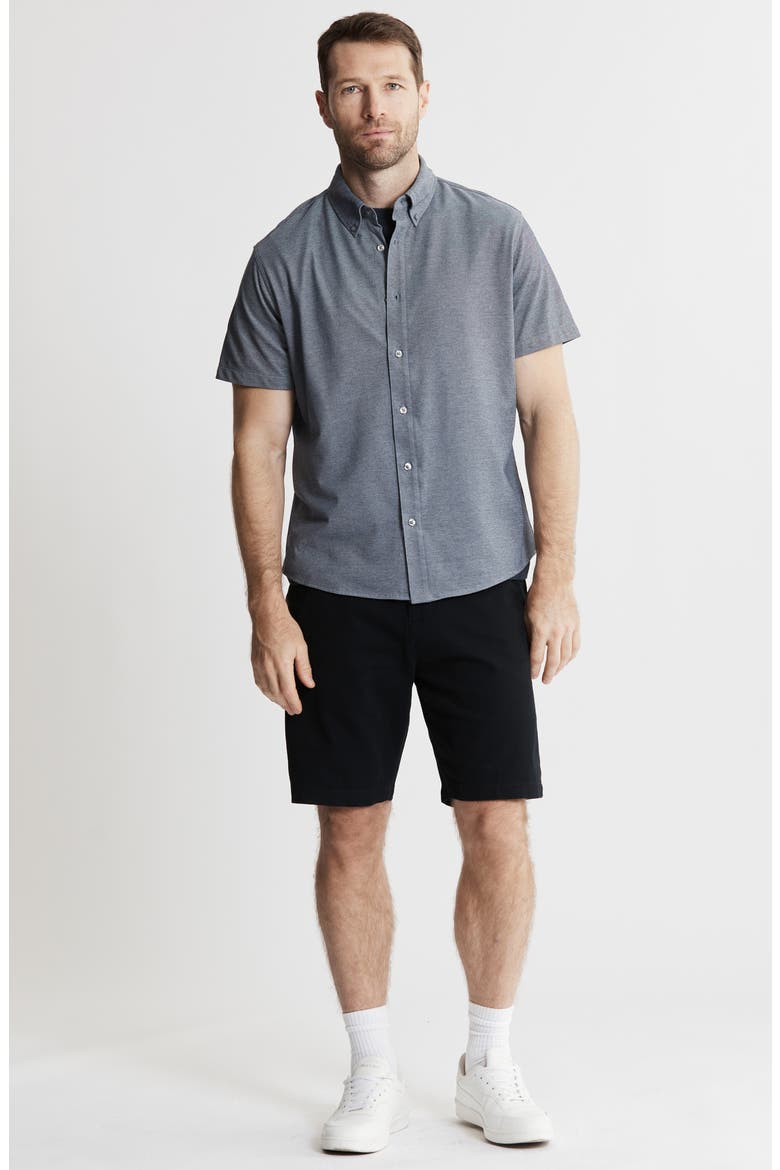 Short Sleeve Stretch Oxford Button-Up Shirt, Alternate, color, NAVY