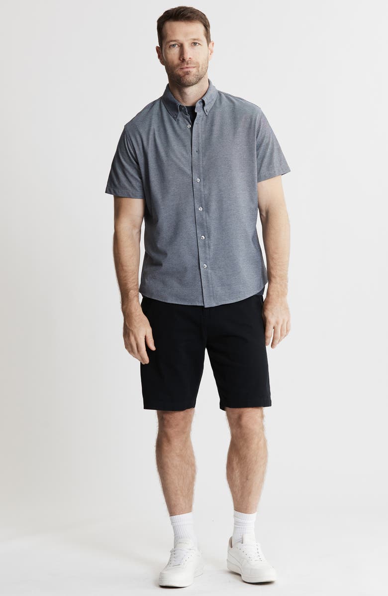 JACHS Short Sleeve Stretch Oxford Button-Up Shirt, Alternate, color, Navy