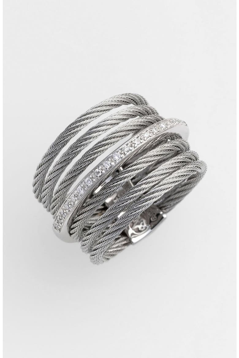 7-Row Cable & Diamond Ring, Alternate, color, GREY
