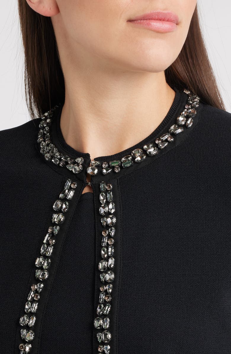 Anne Klein Rhinestone Trim Cardigan, Alternate, color, Anne Black
