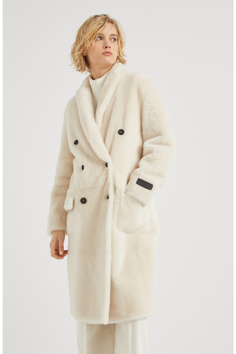 Shearling reversible coat, Alternate, color, White