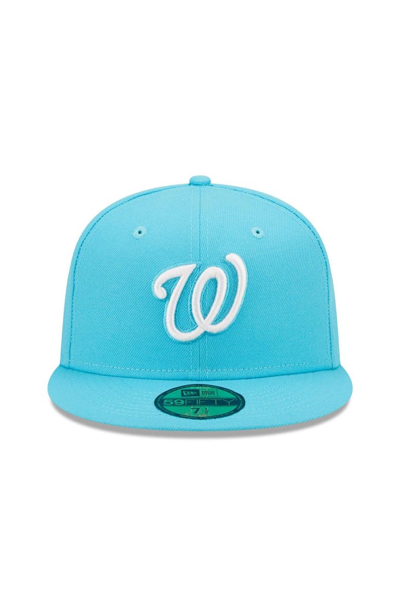 Men's New Era Blue Washington Nationals Vice Highlighter Logo 59FIFTY Fitted Hat, Alternate, color, Blue