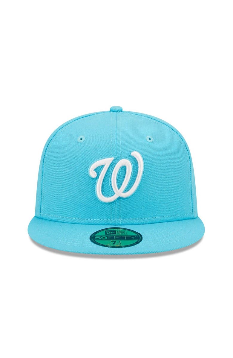 New Era Men's New Era Blue Washington Nationals Vice Highlighter Logo 59FIFTY Fitted Hat, Alternate, color,