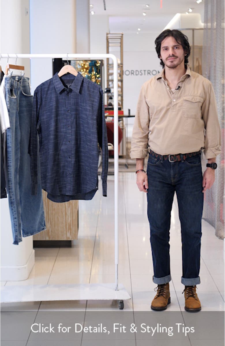 Tomlin Crosshatch Cotton Button-Up Shirt, sales video thumbnail