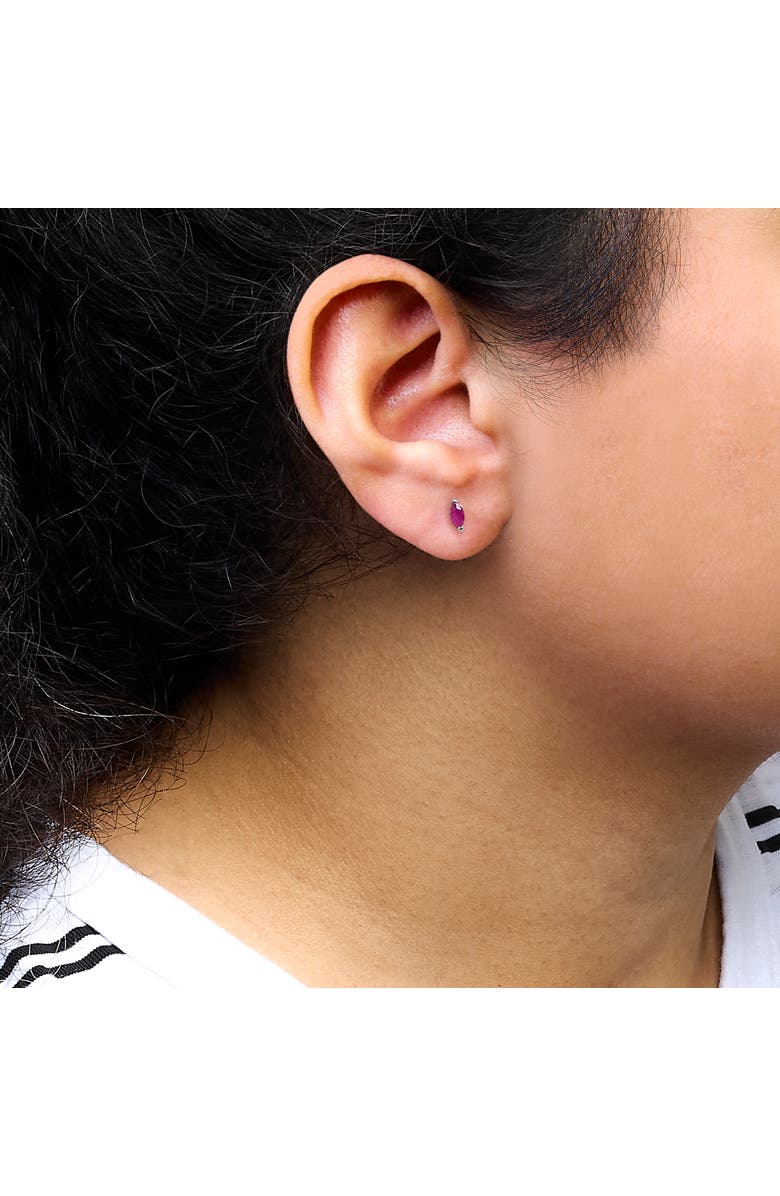 Haus of Brilliance .925 Sterling Silver 1/2 Cttw Created Pink Ruby Gemstone Solitaire Stud Earrings, Alternate, color, White