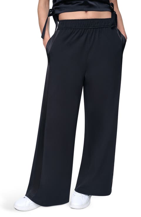 Satin Side Stripe Wide Leg Pants