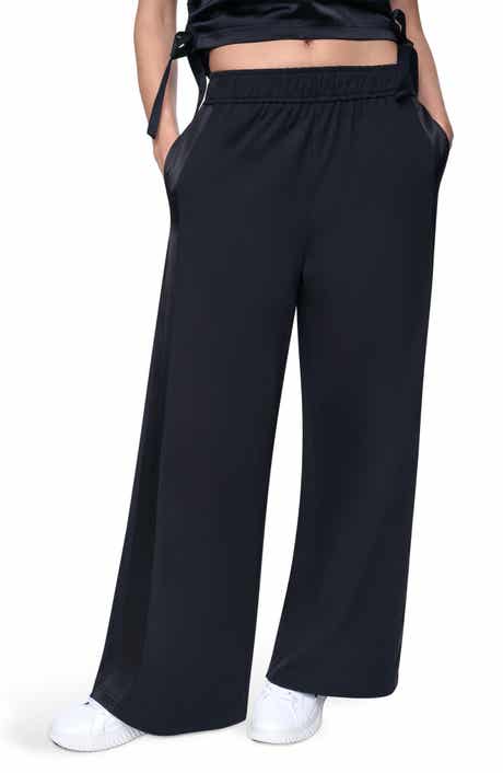 Satin Side Stripe Wide Leg Pants