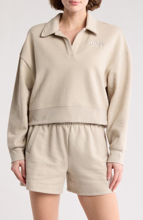 Embroidered Logo Johnny Collar Sweatshirt
